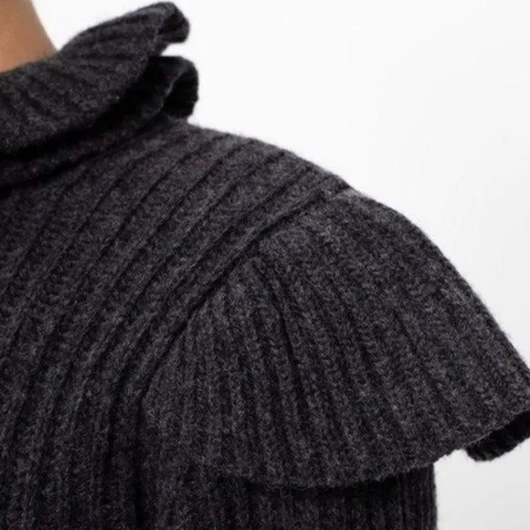 GANNI Cutout Ruffled Ribbed Open Back Wool-blend Sweater - Picture 5 of 12